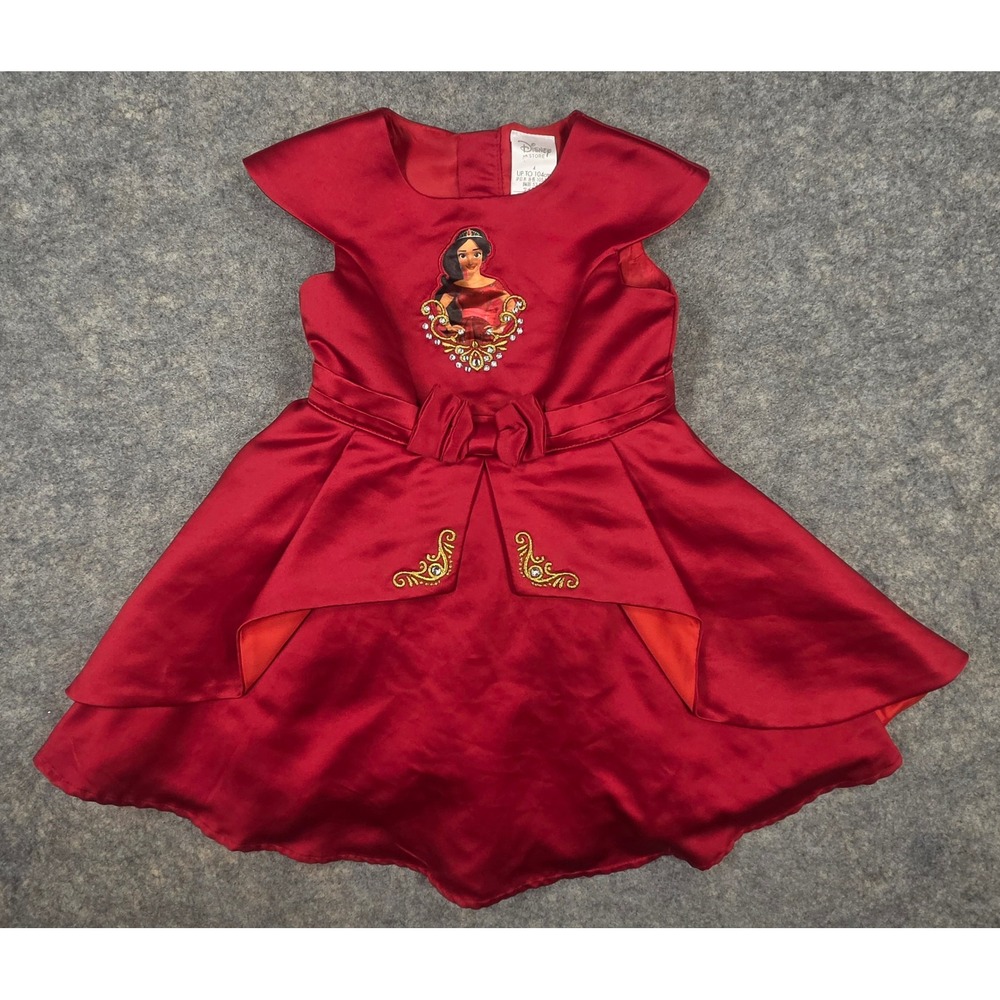 Disney Store Elena of Avalor Red Satin Princess Dress Girls Size 4 Costume